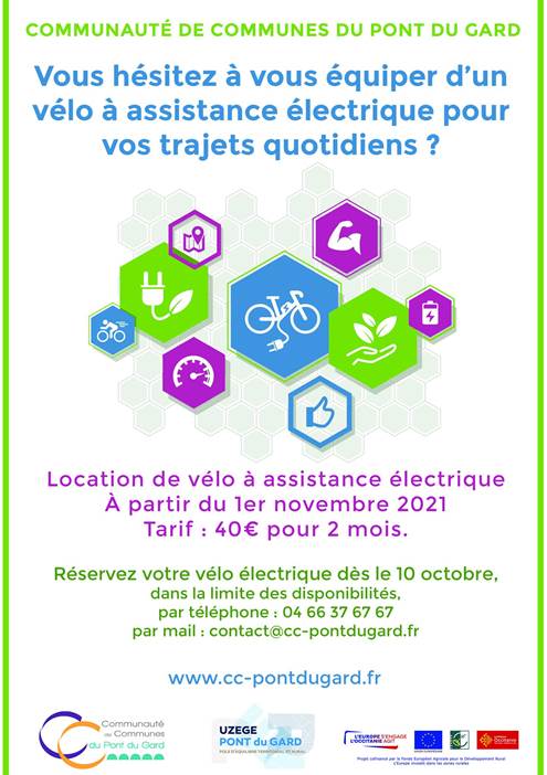 Location de Vélos à Assistance Electrique par la Communauté de Communes du Pont du Gard